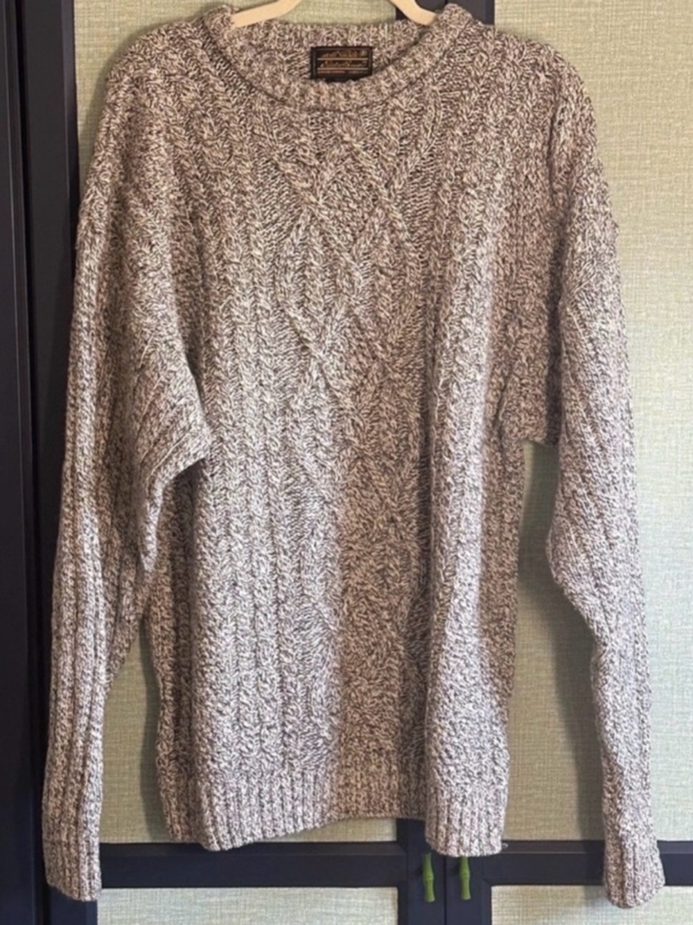 VTG Eddie Bauer Wool Cable Knit Fisherman Sweater, Made in USA, Men’s Size XL